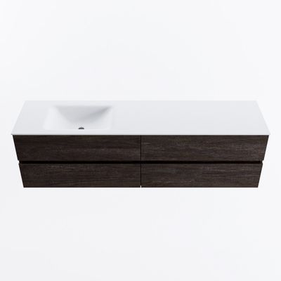 MONDIAZ VICA 180cm badmeubel onderkast Dark Brown 4 lades. Wastafel CLOUD links 1 kraangat, kleur Talc.