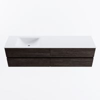 MONDIAZ VICA 180cm badmeubel onderkast Dark Brown 4 lades. Wastafel CLOUD links 1 kraangat, kleur Talc.