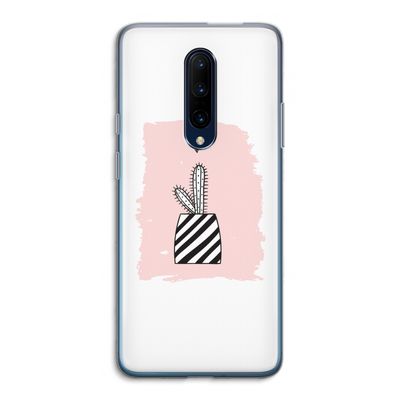 Zwart-wit cactus: OnePlus 7 Pro Transparant Hoesje