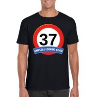 Verkeersbord 37 jaar t-shirt zwart heren