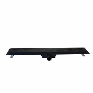 Aqua Splash Zwarte RVS Douchegoot Met Flens En Sifon 70 t/m 100 cm - Zwarte Douchegoot 70x7 cm 6,7 cm Diep