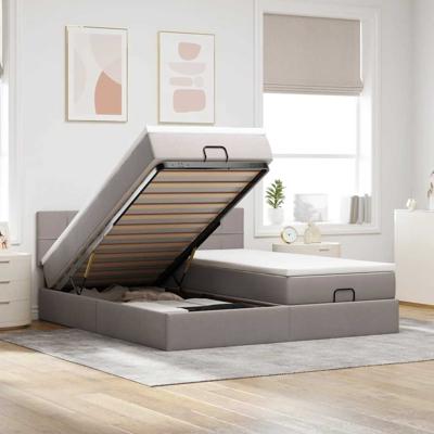 Ottoman bed met matrassen 180x200cm stof taupe