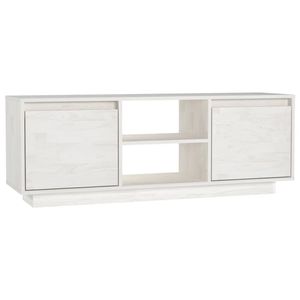 The Living Store Tv-meubel 110x30x40 cm massief grenenhout wit - Kast