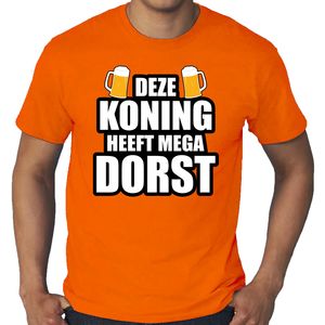 Grote maten Deze Koning heeft dorst t-shirt oranje voor heren - Koningsdag shirts 4XL  -