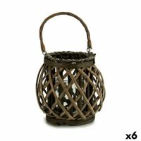 Kaarshouder Grijs Bruin vlechtwerk Glas 29,5 x 24 x 22 cm (6 Stuks)