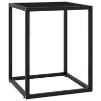 Salontafel met zwart glas 40x40x50 cm zwart - thumbnail