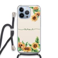 Zonnebloemen: iPhone 13 Pro Transparant Hoesje met koord