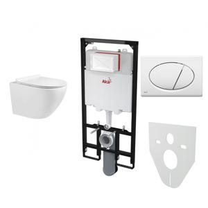 Fabriecio FAB compleet toiletset wandcloset mat zwart met softclose zitting en bedieningsplaat wit