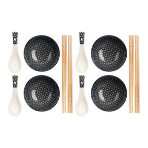 Sushi servies set - 12-delig - keramiek - zwart - sushi luxe eet set