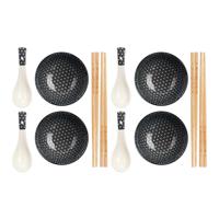 Sushi servies set - 12-delig - keramiek - zwart - sushi luxe eet set - thumbnail