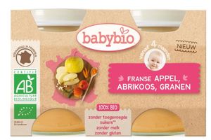 Babybio Dessert appel abrikoos granen 130 gr bio (2 st)