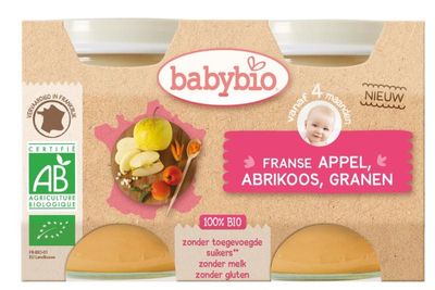 Babybio Dessert appel abrikoos granen 130 gr bio (2 st)
