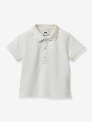 Polo in piqué gebreide stof baby - Biologisch katoen CYRILLUS ecru