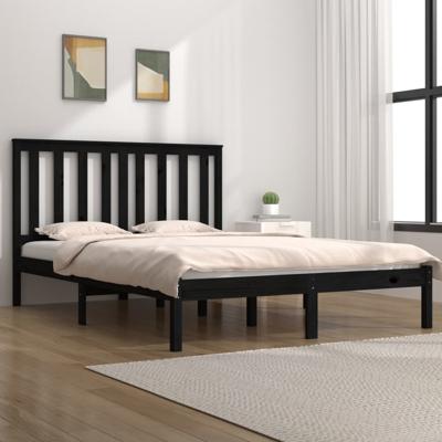 Bedframe massief grenenhout zwart 200x200 cm