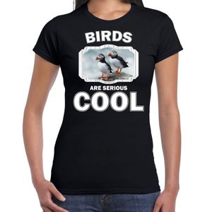 Dieren papegaaiduiker vogel t-shirt zwart dames - birds are cool shirt