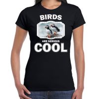 Dieren papegaaiduiker vogel t-shirt zwart dames - birds are cool shirt - thumbnail