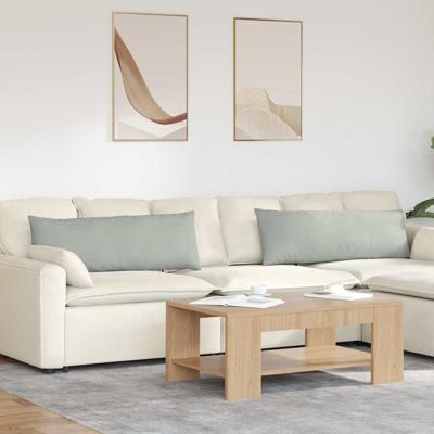 Sofa Kussens 2 pcs Lichtgrijs 120 x 40 cm Katoen Stof Sofa Kussens 2 pcs Lichtgrijs 120 x 40 cm Katoen Stof
