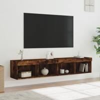Tv-meubels met LED-verlichting 2 st 80x30x30 cm gerookt eiken Tv-meubels met LED-verlichting 2 st 80x30x30 cm gerookt eiken