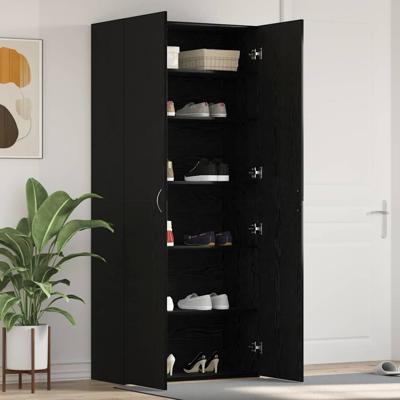 Schoenenkast met plank Zwart 80 x 35.5 x 180 cm Bewerkt hout