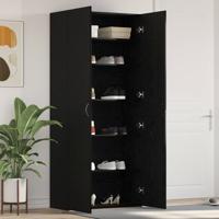 Schoenenkast met plank Zwart 80 x 35.5 x 180 cm Bewerkt hout