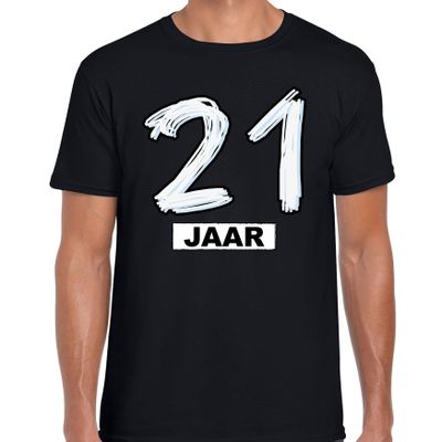 21 jaar verjaardag cadeau t-shirt zwart voor heren