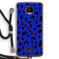 Blue Leopard: Motorola Moto Z Force Transparant Hoesje met koord