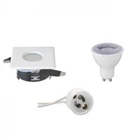 LED Inbouwspot Set GU10 - Vierkant Dimbaar - Waterdicht IP65 - Mat Wit - 6W - Natuurlijk Wit 4200K