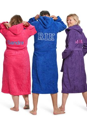 Capuchon badjas met borduring - 9 kleuren-fuchsia-l/xl