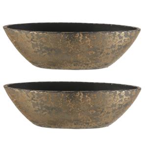 Mica Decorations Bloempot - 2x stuks - goudkleurig - boot schaal - 48 x 15 cm
