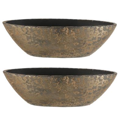 Mica Decorations Bloempot - 2x stuks - goudkleurig - boot schaal - 48 x 15 cm