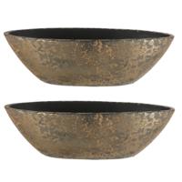 Mica Decorations Bloempot - 2x stuks - goudkleurig - boot schaal - 48 x 15 cm