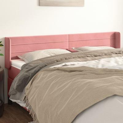 Hoofdbord met randen 203x16x78/88 cm fluweel roze