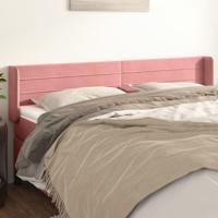 Hoofdbord met randen 203x16x78/88 cm fluweel roze