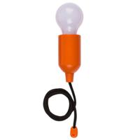 Treklamp LED licht - kunststof - oranje - 15 cm - met koord van 90 cm