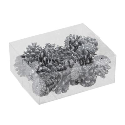 Othmar Decorations Decoratie dennenappels - 24x - glitter zilver - 4,5 cm - kerststukje Othmar Decorations Decoratie dennenappels - 24x - glitter zilver - 4,5 cm - kerststukje