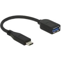 Delock USB-C-kabel USB-C stekker, USB-A bus 0.1 m Zwart 65684