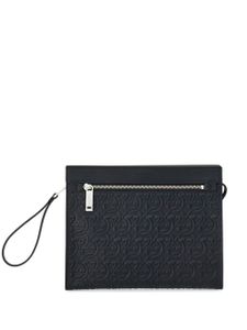 Ferragamo pochette Gancini à logo embossé - Noir