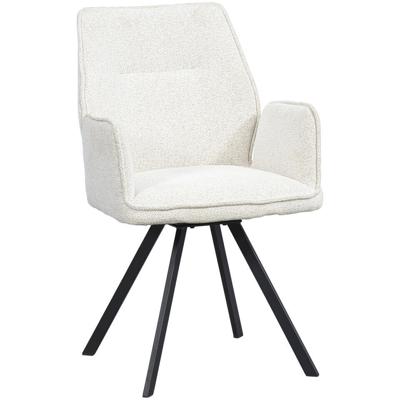 Leen Bakker - Eetkamerstoel Raffy Met Armleuning - - Stof - Crème - 58x62x92 Cm