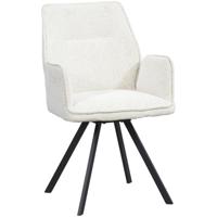 Leen Bakker - Eetkamerstoel Raffy Met Armleuning - - Stof - Crème - 58x62x92 Cm