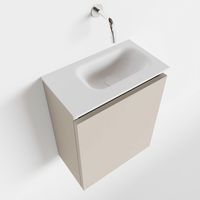 Toiletmeubel Mondiaz Ture | 40 cm | Meubelkleur Linen | Eden wastafel Talc Rechts | Zonder kraangat