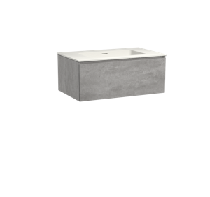 Storke Edge zwevend badmeubel 85 x 52 cm beton donkergrijs met Mata enkele wastafel in mat witte solid surface