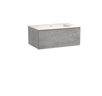 Storke Edge zwevend badmeubel 85 x 52 cm beton donkergrijs met Mata enkele wastafel in mat witte solid surface