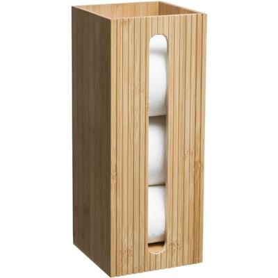 5Five Wc/toiletrolhouder reservoir - bruin - 3 rollen - 36 cm - bamboe - Wc-rol houder