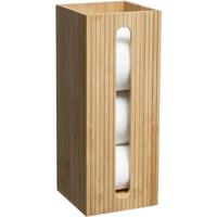 5Five Wc/toiletrolhouder reservoir - bruin - 3 rollen - 36 cm - bamboe - Wc-rol houder