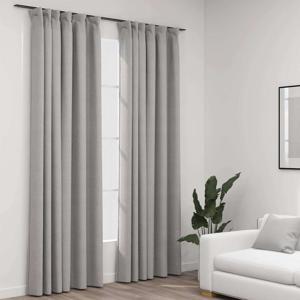VidaXL Gordijnen linnen-look verduisterend haken 2 st 140x225 cm grijs