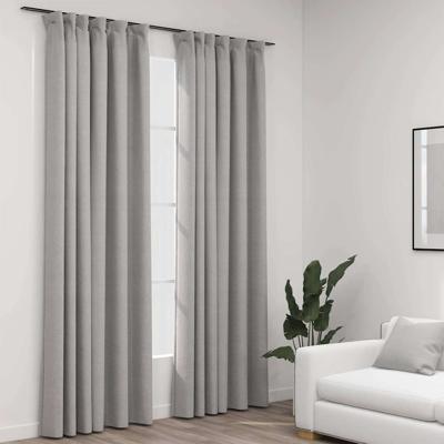 VidaXL Gordijnen linnen-look verduisterend haken 2 st 140x225 cm grijs