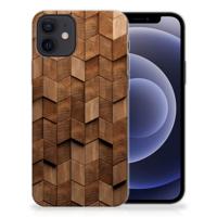 Bumper Hoesje voor iPhone 12 | 12 Pro (6.1") Wooden Cubes