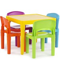 Kindertafel met stoeltjes van kunststof - 1 tafel en 4 stoelen - thumbnail