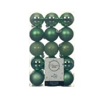 30x stuks kunststof kerstballen groen 6 cm glans/mat/glitter   - - thumbnail