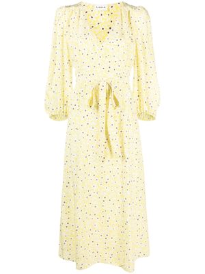 P.A.R.O.S.H. robe cache-cœur en soie à fleurs - Jaune